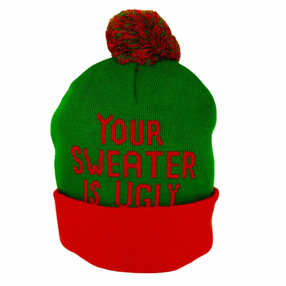Ugly Stuff Your Sweater Is Ugly Beanie, Green, Red